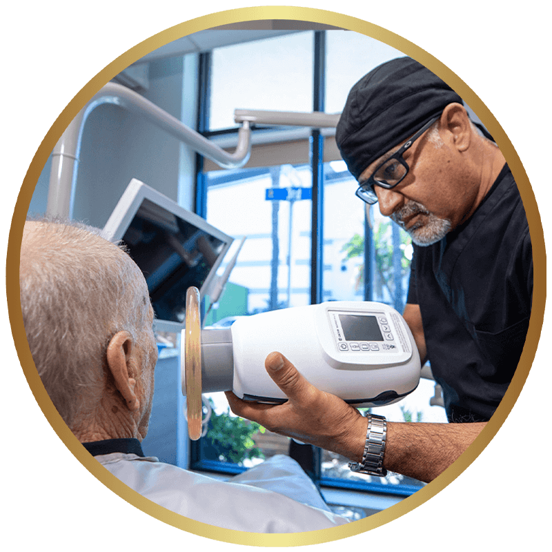 An ADHP surgeon planning a procedure with digital imaging