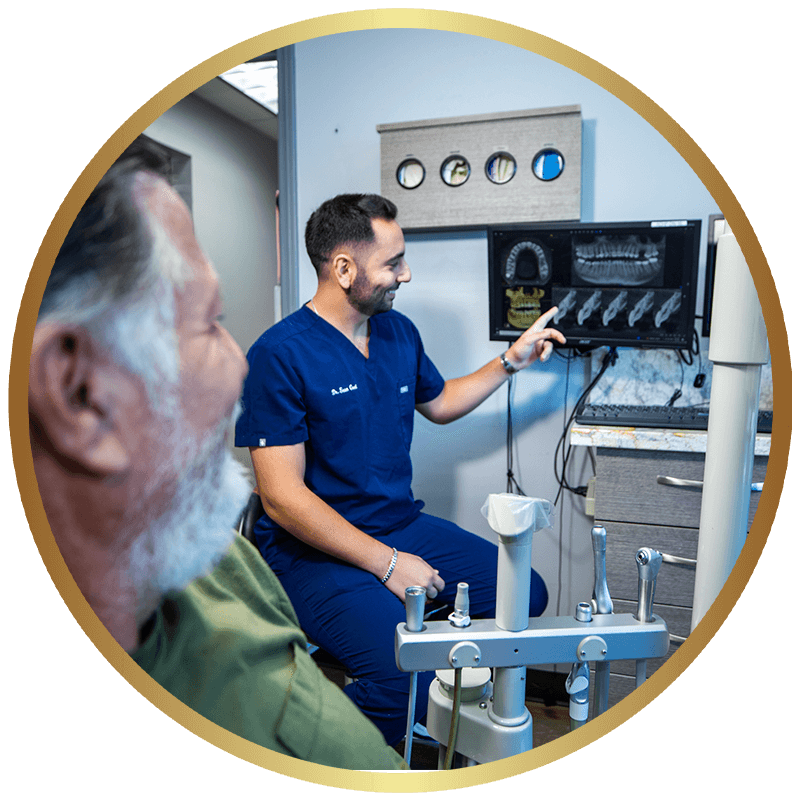 implant doctor showing digital scan
