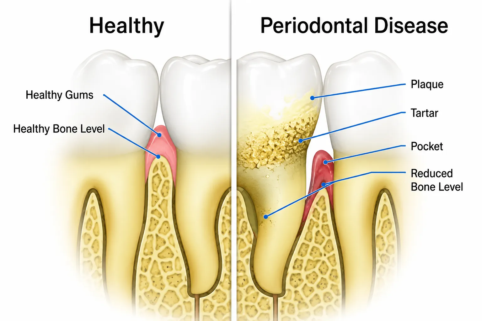 Healthy vs Periodontal Disease